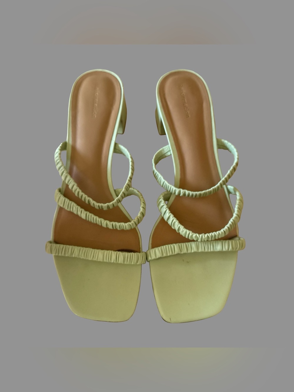 Reformation Adunat Green Strap Block Heel Sandals US8.5